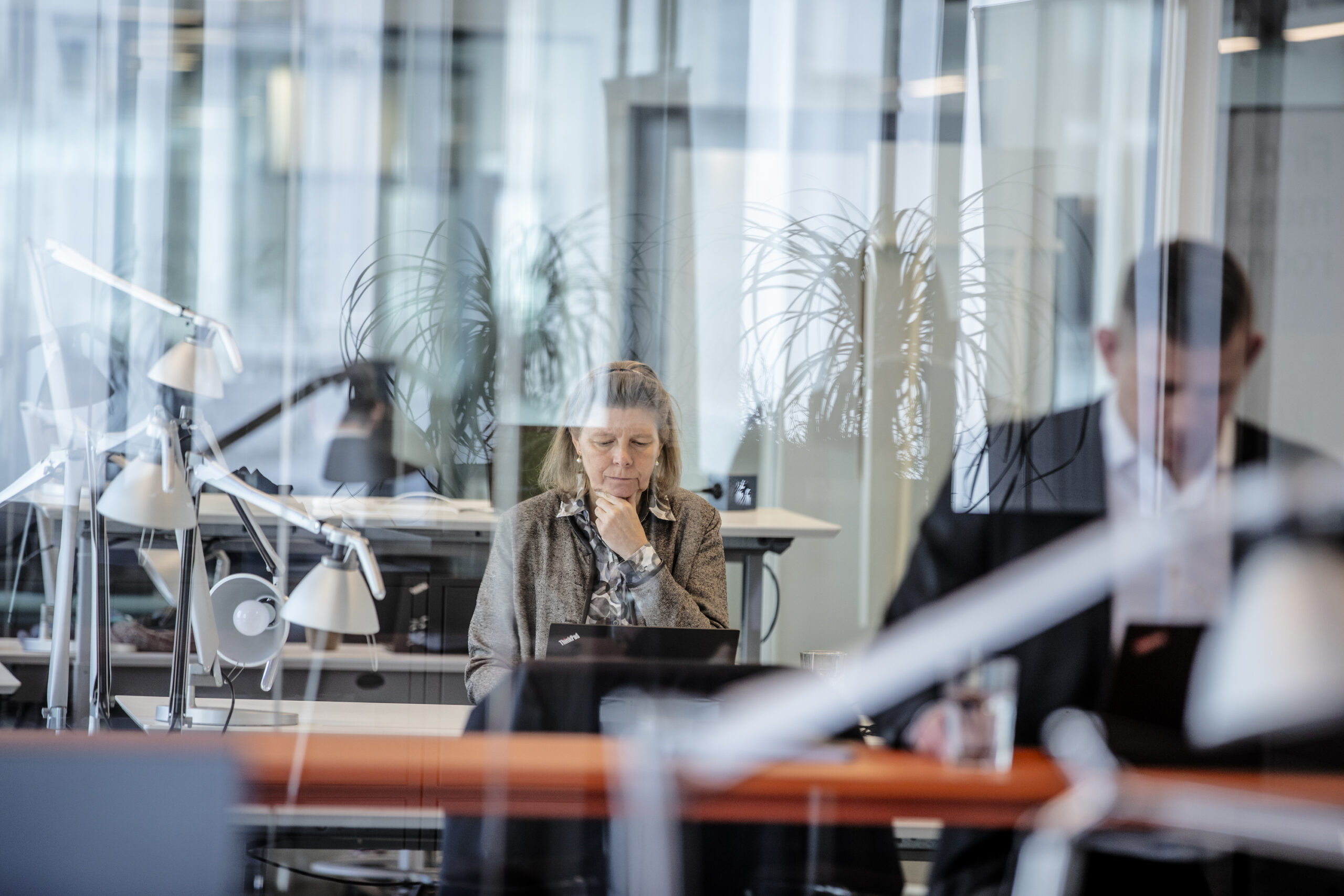 Woman looking at sceen